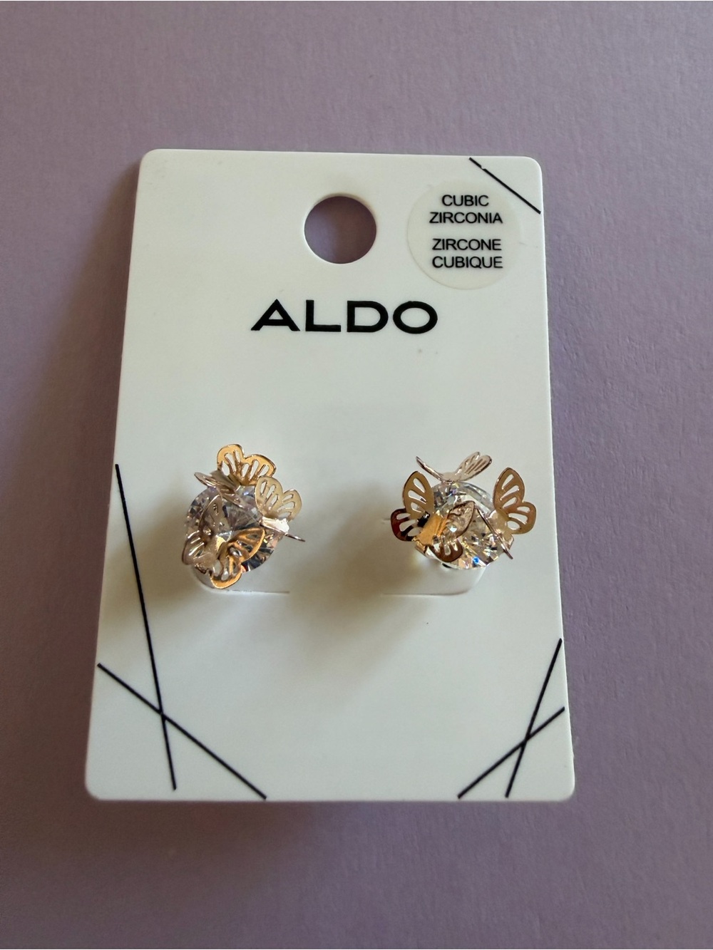 ALDO Gold and Silver Butterfly Cubic Zirconia Studs